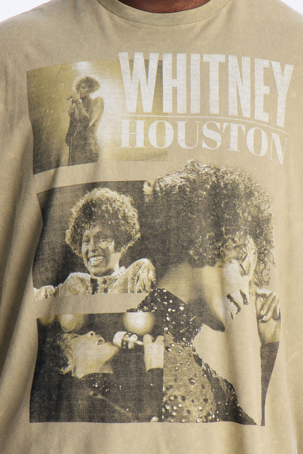Whitney Houston Vintage Washed Short Sleeve Tee - Taupe