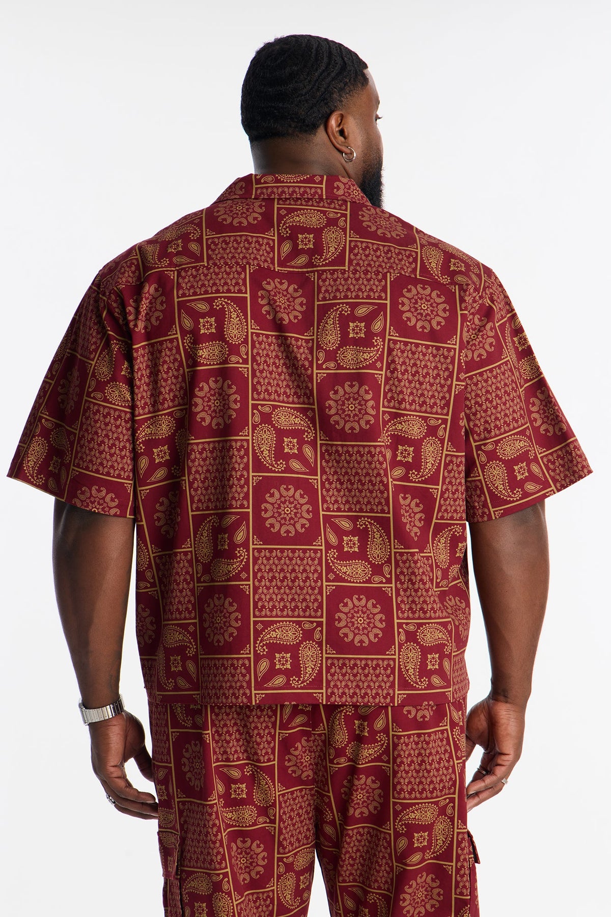 Clinton Hill Mosaic Button Up Shirt - Burgundy