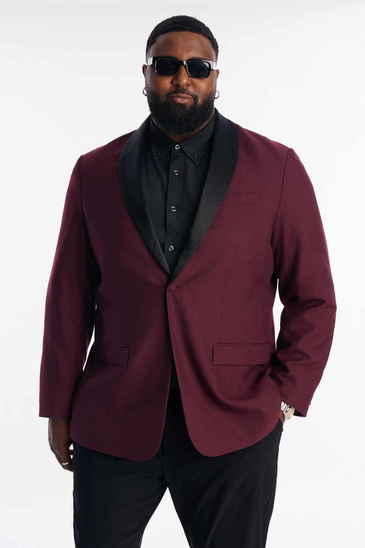 Belcourt Shawl Collar Blazer - Burgundy