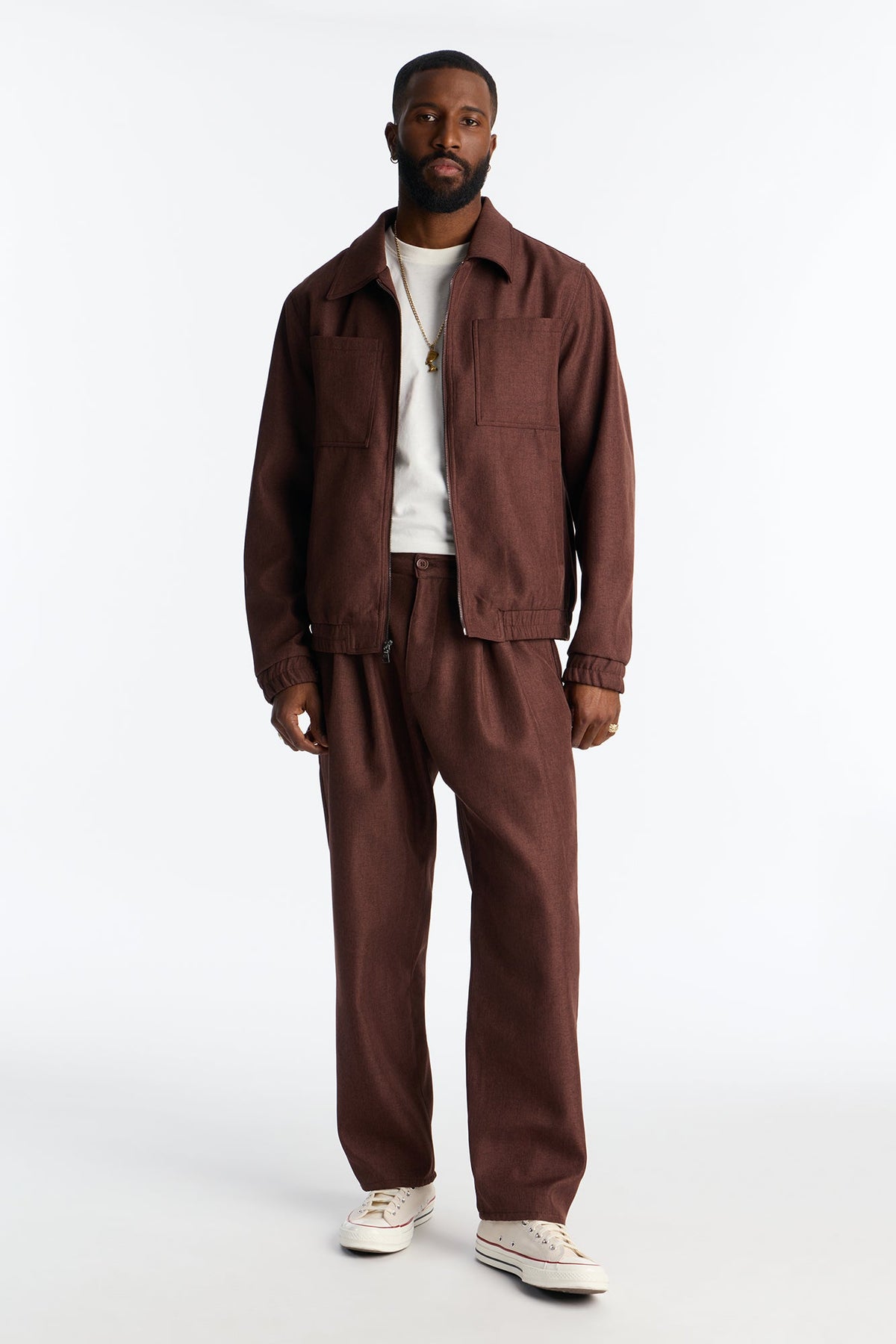 Relaxed Zip Tone Jacket - Brown