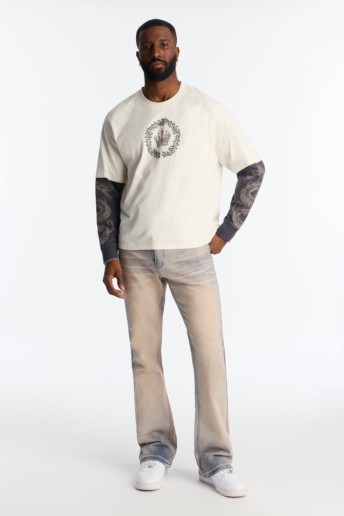 King Type Shii 2fer Long Sleeve Tee - White