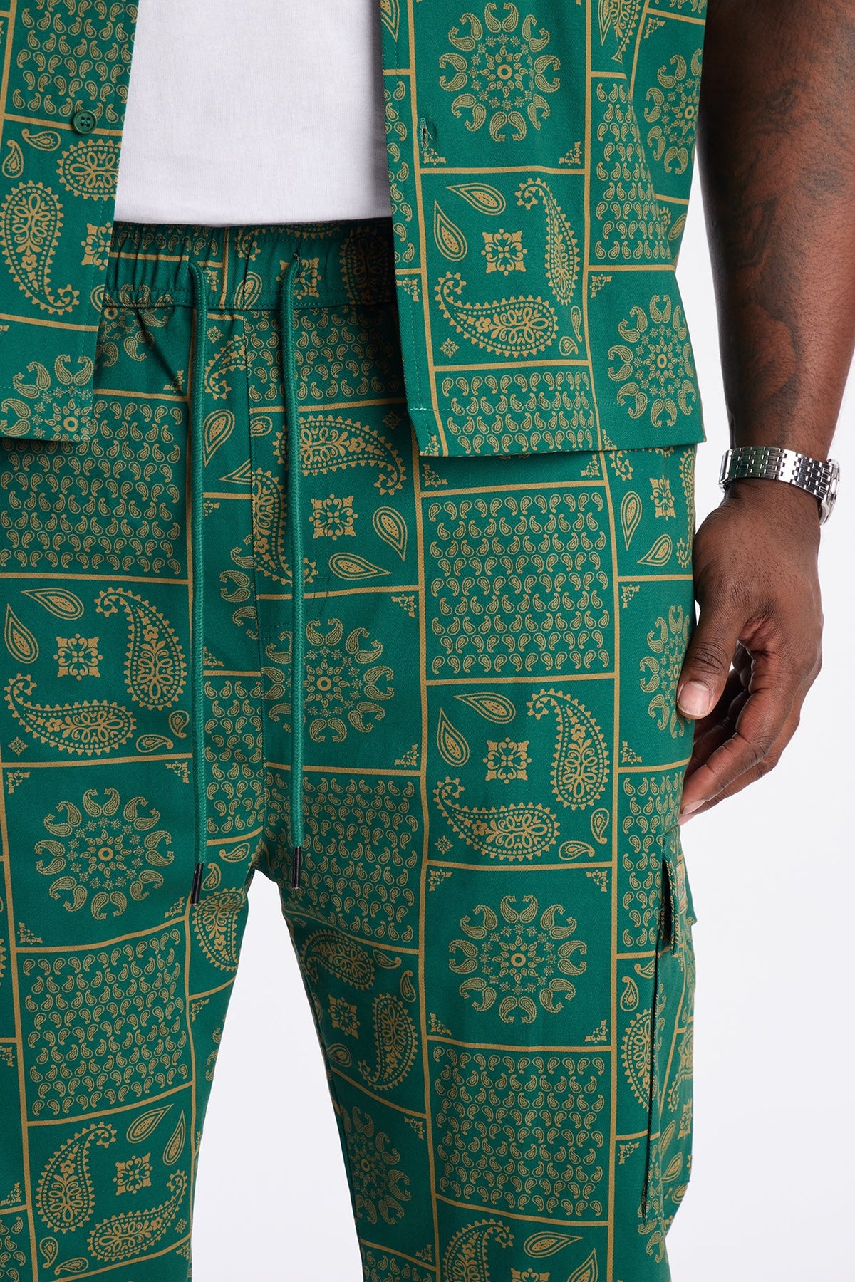 Slim Clinton Hill Mosaic Twill Cargo Pant - Green