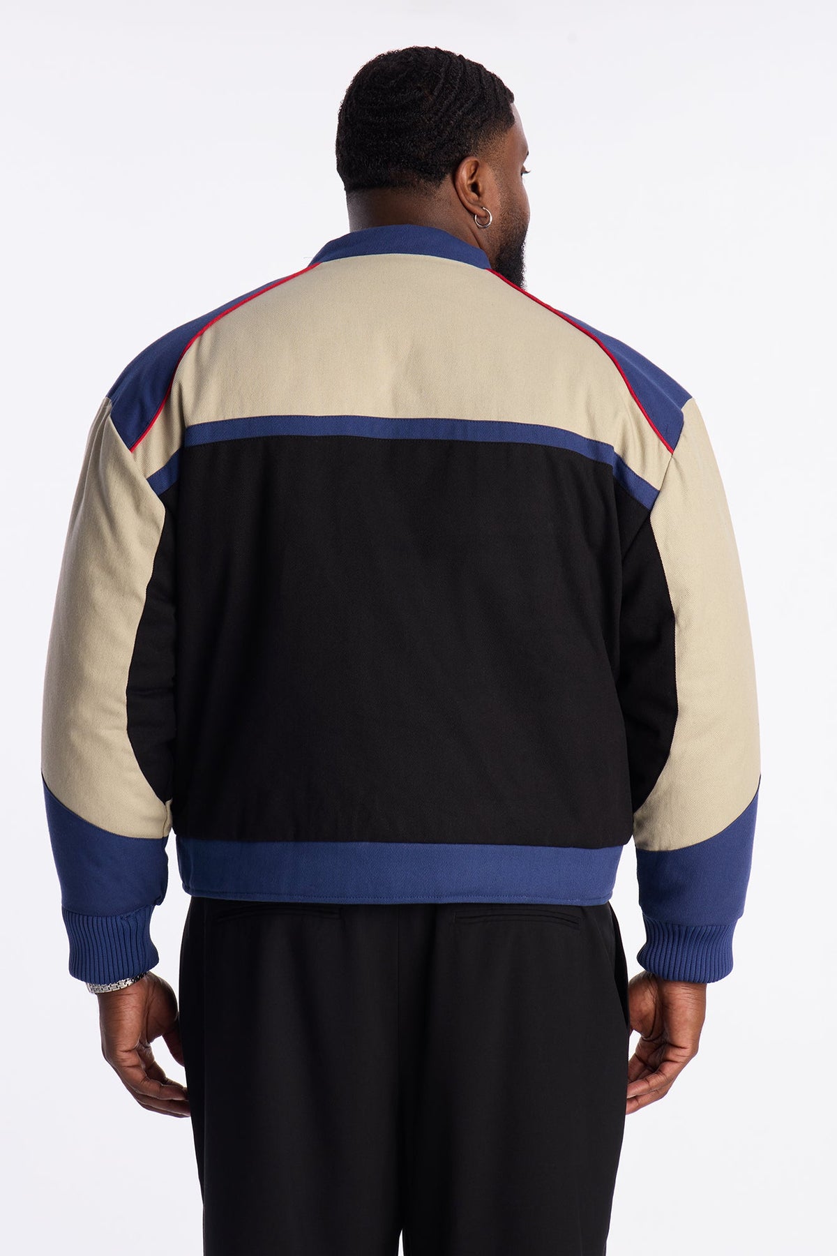 Victory Lap Color Block Bomber Jacket - Black/combo