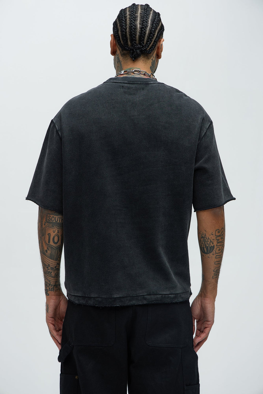Tyson Rave Patched Heavy Wash Relaxed Tee - Black Wash