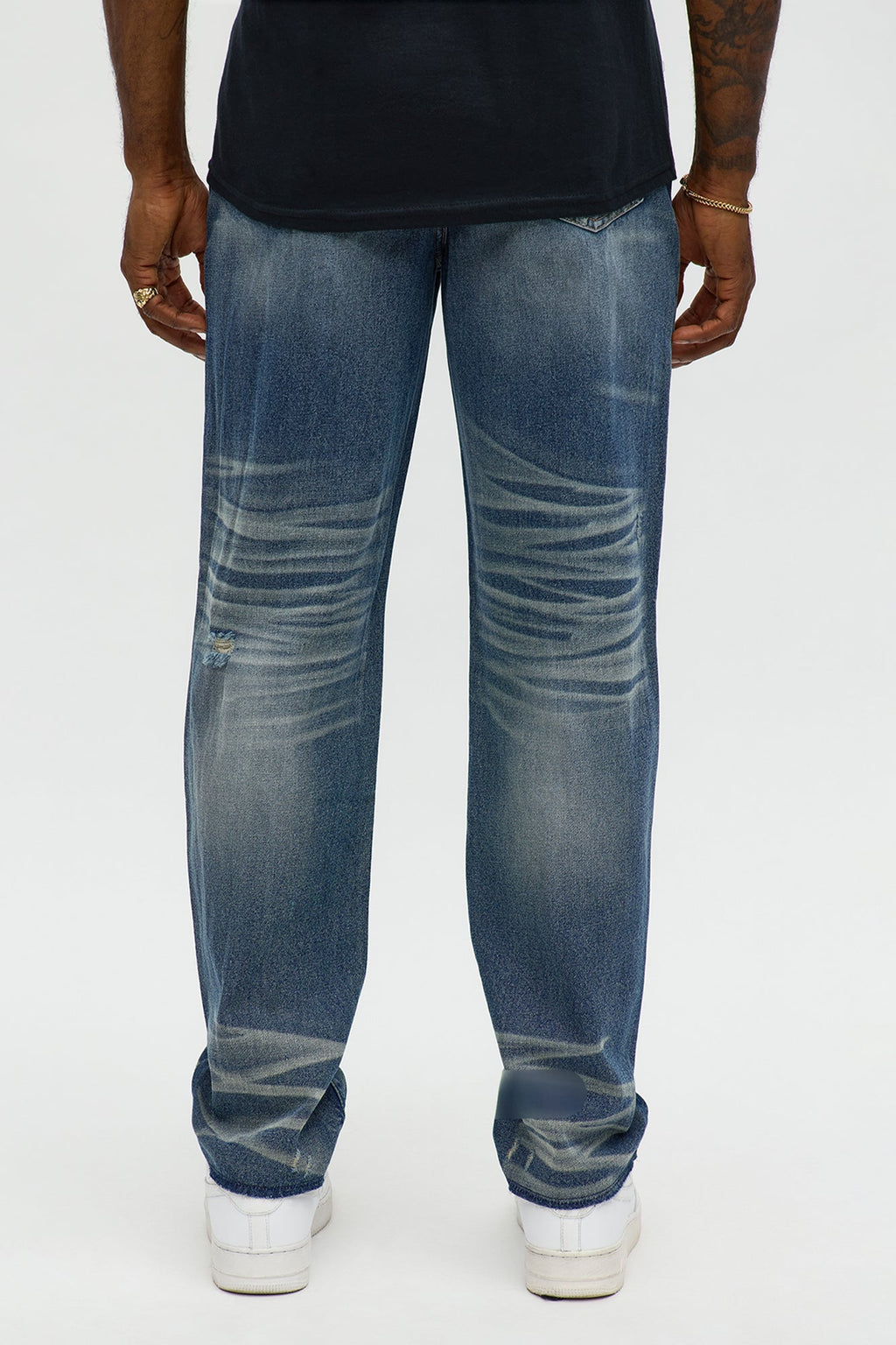 Straight Augustus Rip And Repair Jean - Vintage Blue Wash