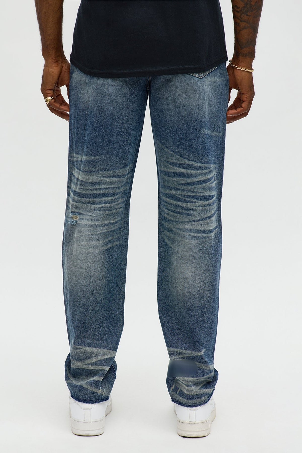 Straight Augustus Rip And Repair Jean - Vintage Blue Wash