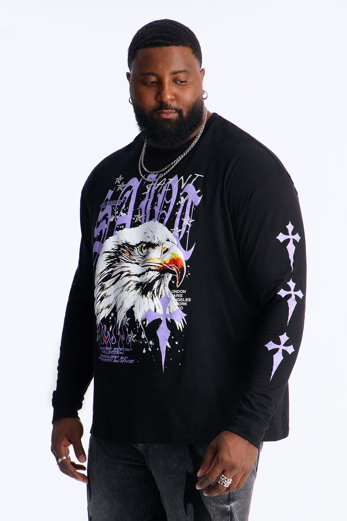 Saint Crosses Long Sleeve Tee - Black