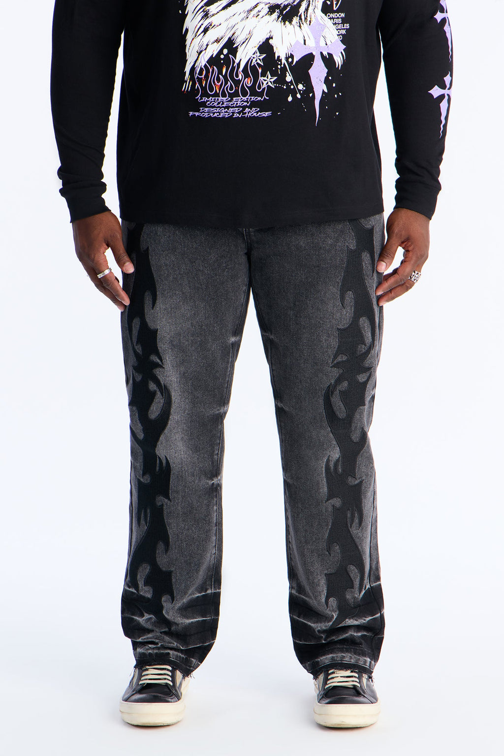 Stacked Slim Flare Blaze Cut Jean - Black Wash