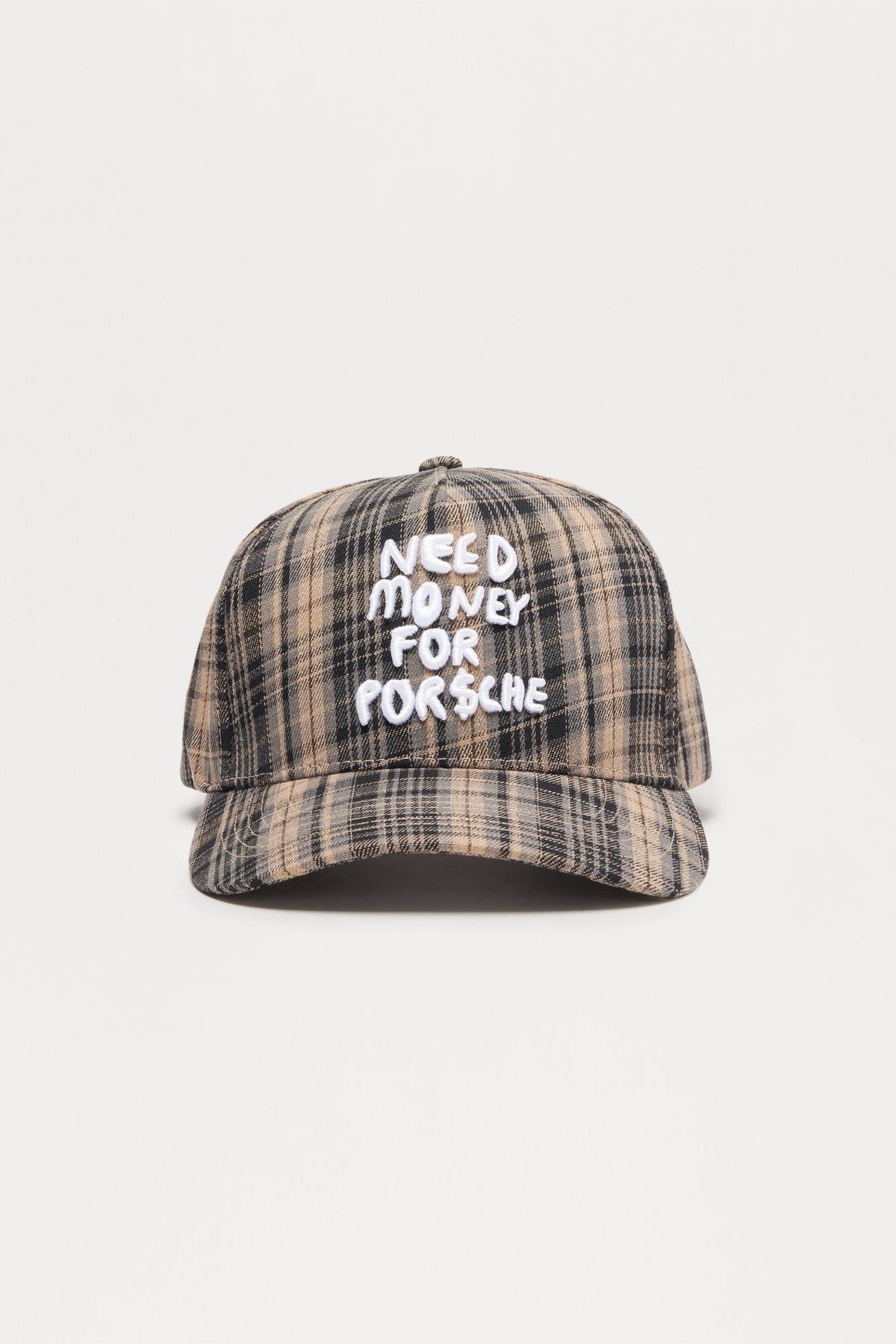 Need Money Structured Flannel Snapback Hat - Tan