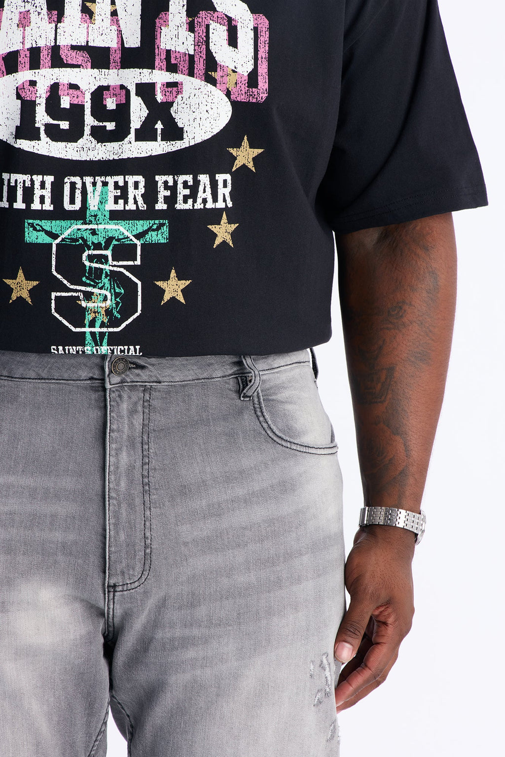 Stacked Skinny Flare Take My Time Jean - Grey