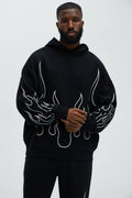 Tyson Chase Flame Oversized Hoodie - Black/combo
