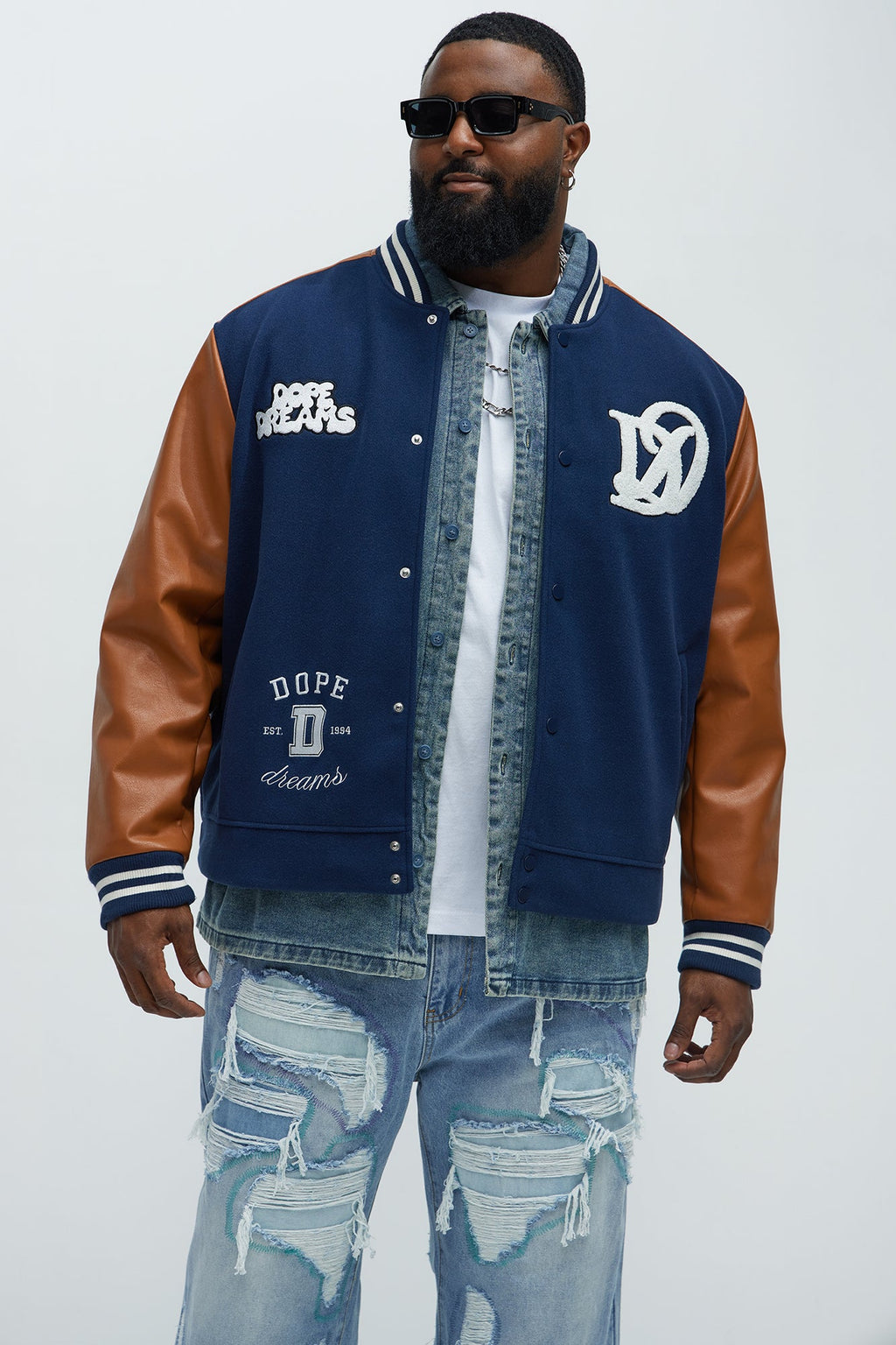 Dope Dreams Varsity Jacket - Navy/combo
