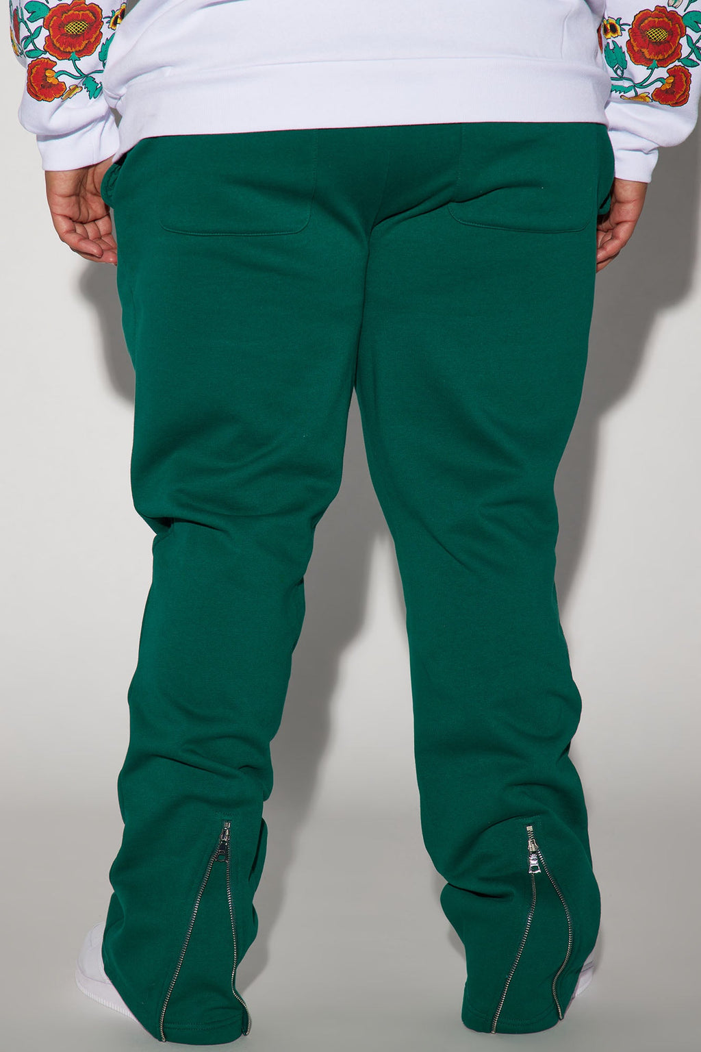 Tyson Back Zipper Skinny Flared Sweatpants - Green