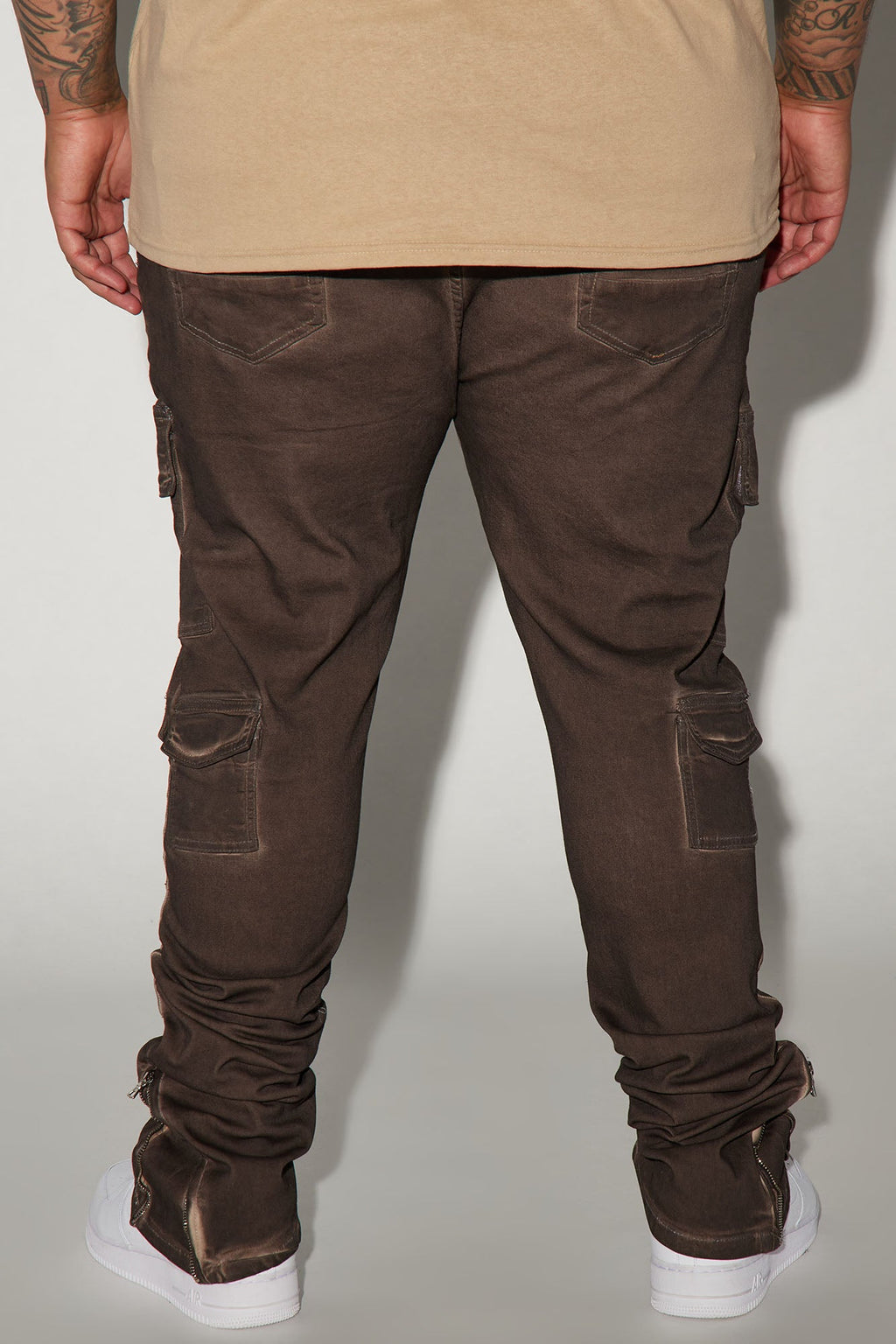 Triple Cargo Stacked Skinny Flare Jeans - Chocolate