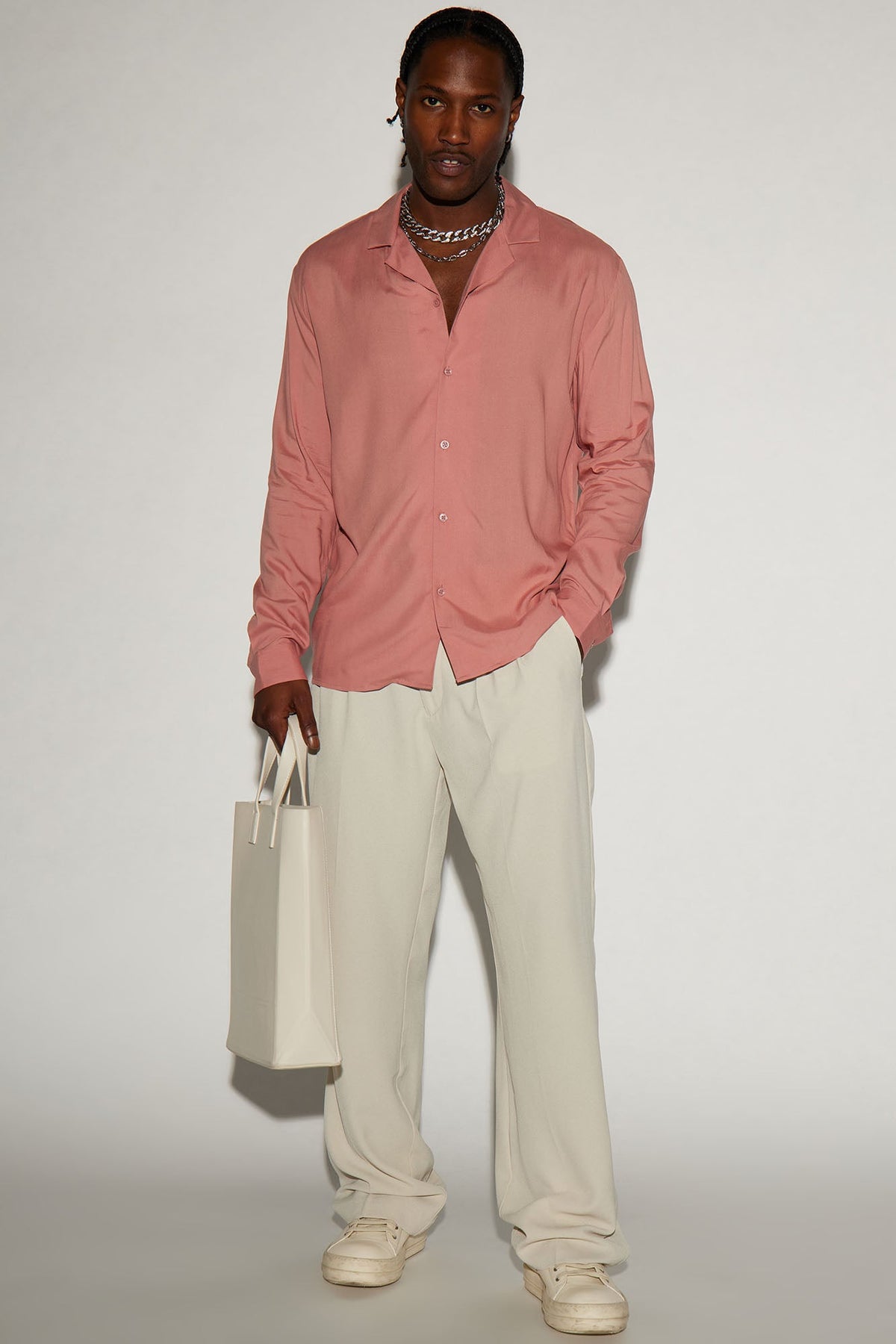 Dawson Relaxed Long Sleeve Button Up Shirt - Mauve
