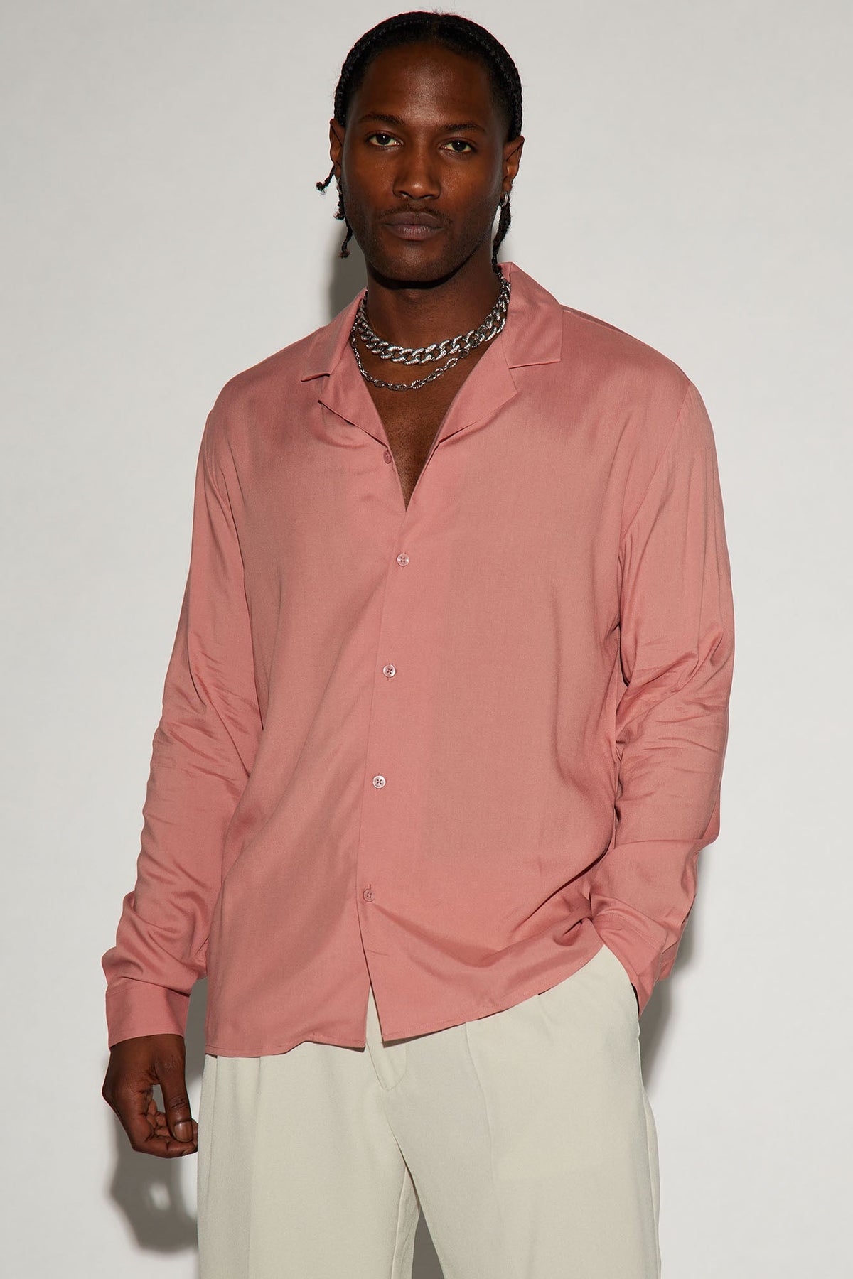 Dawson Relaxed Long Sleeve Button Up Shirt - Mauve