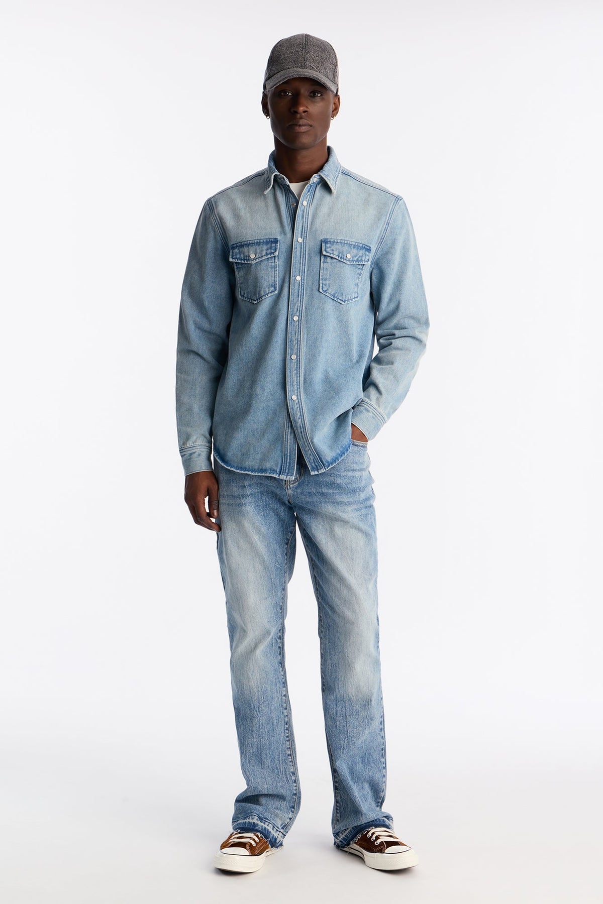 Stacked Skinny Flare Vault Jean - Light Blue Wash