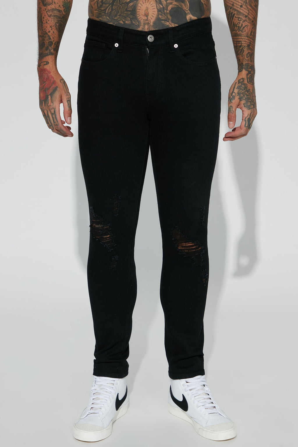 Jasper Skinny Ripped Knee Jeans - Black