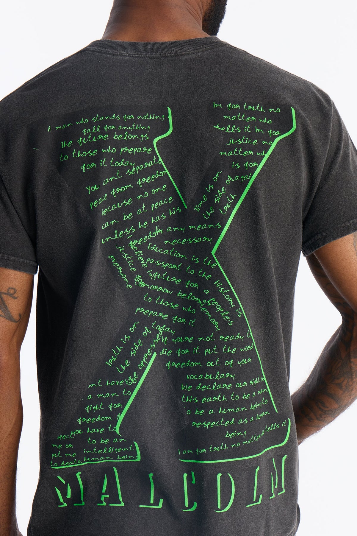 The Voice Of Malcom X Short Sleeve Tee - Black Wash