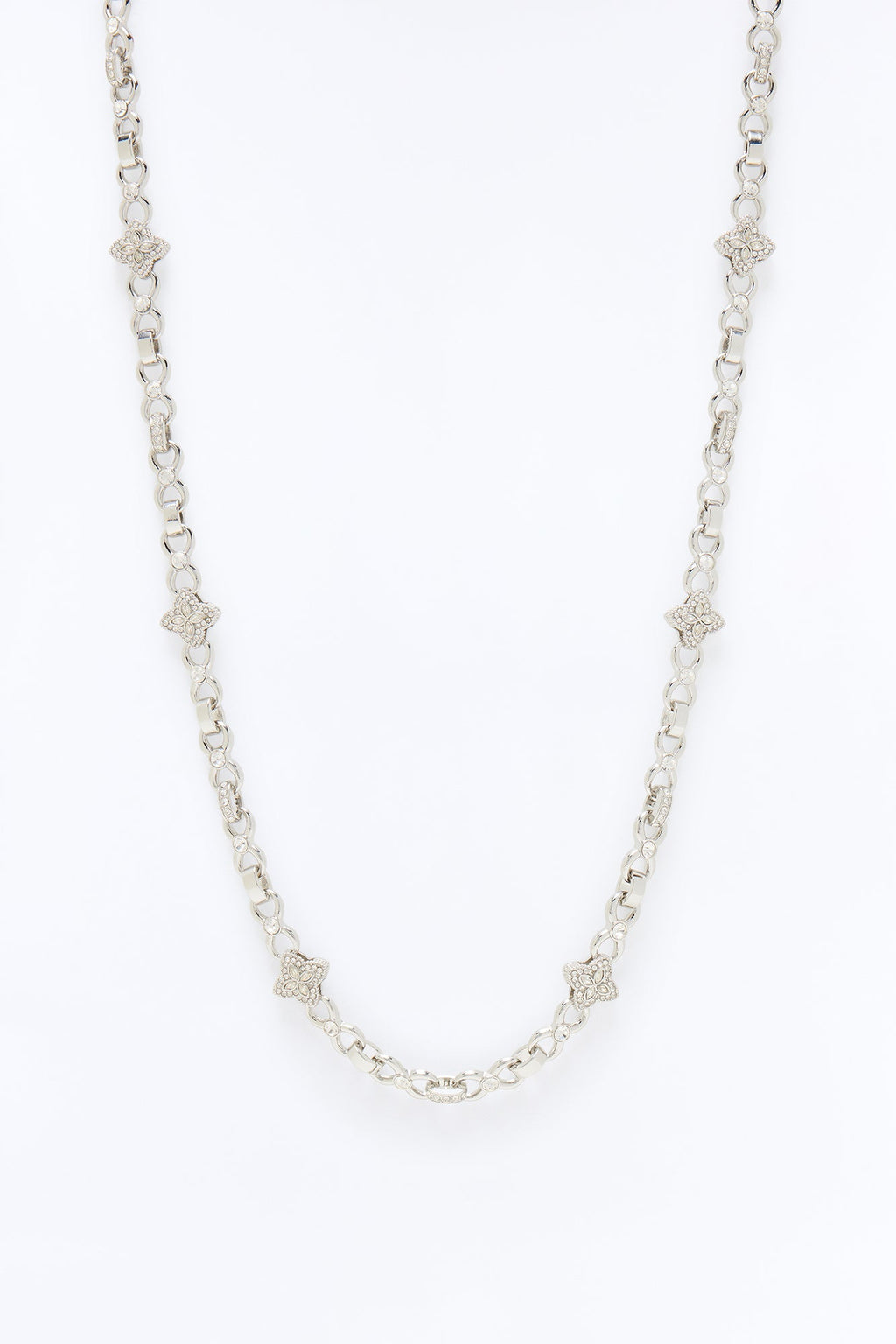 Bloom Flora Link Chain Necklace - Silver