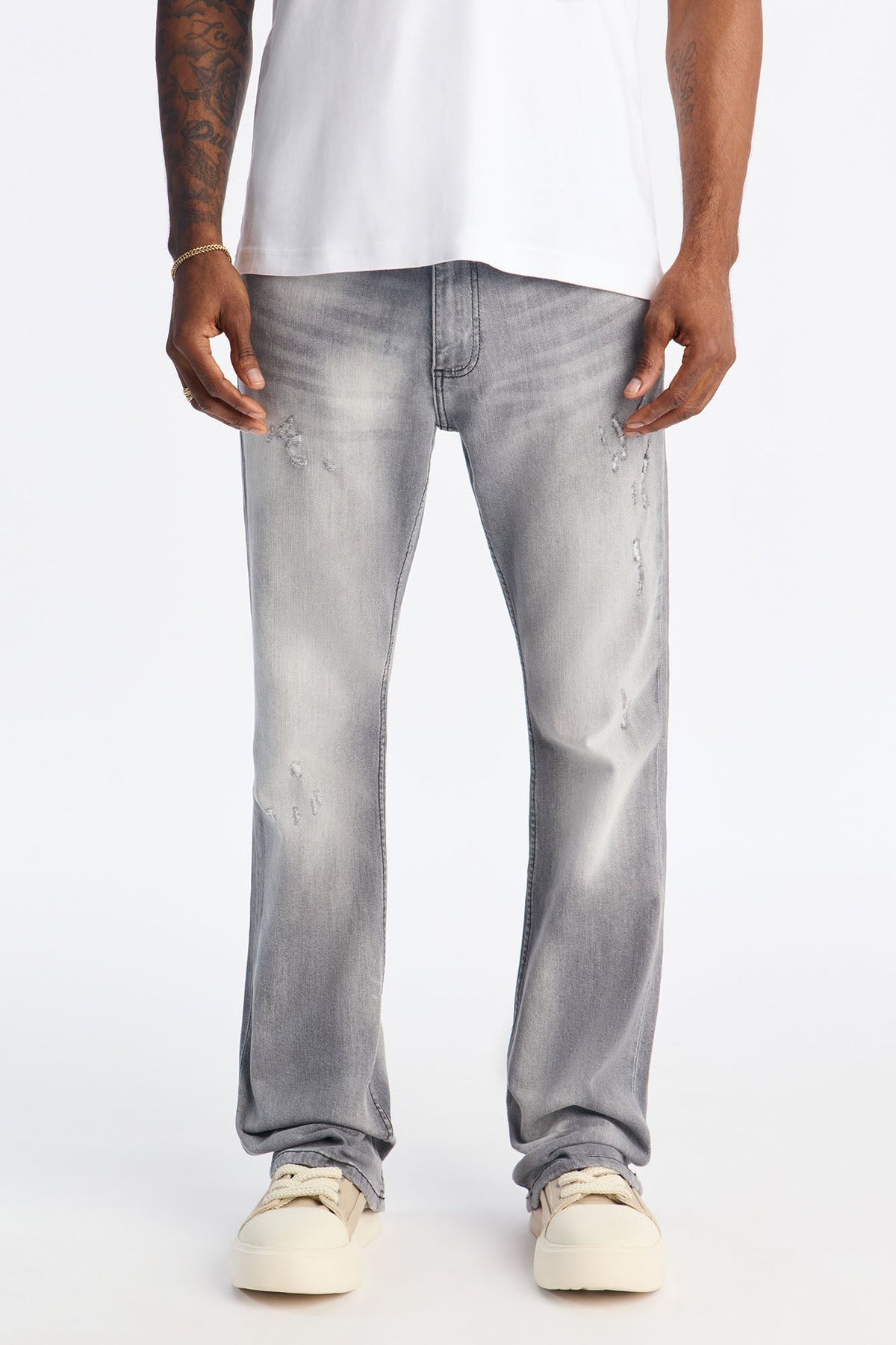 Stacked Skinny Flare Take My Time Jean - Grey