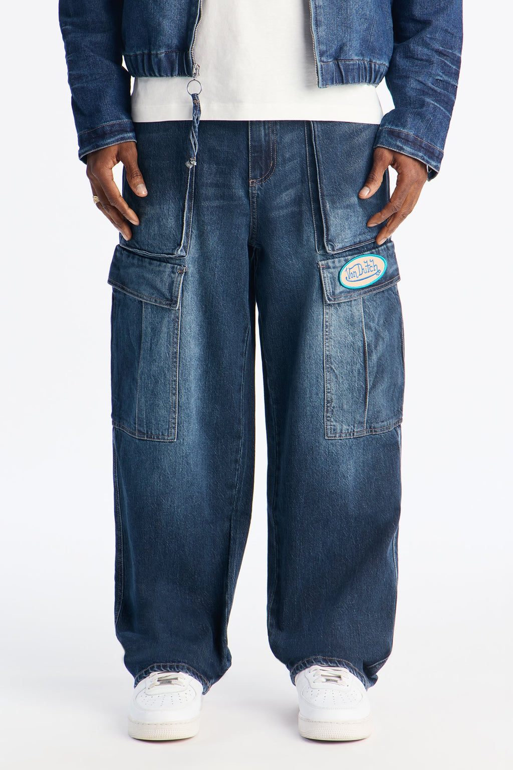 Von Dutch Straight Cargo Patch Jean - Dark Wash