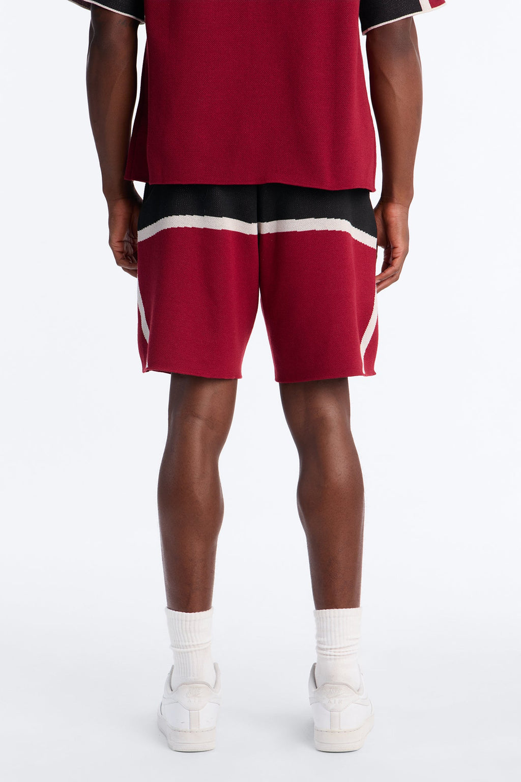 Chevron Paneled Stripe Relaxed Short - Red/combo