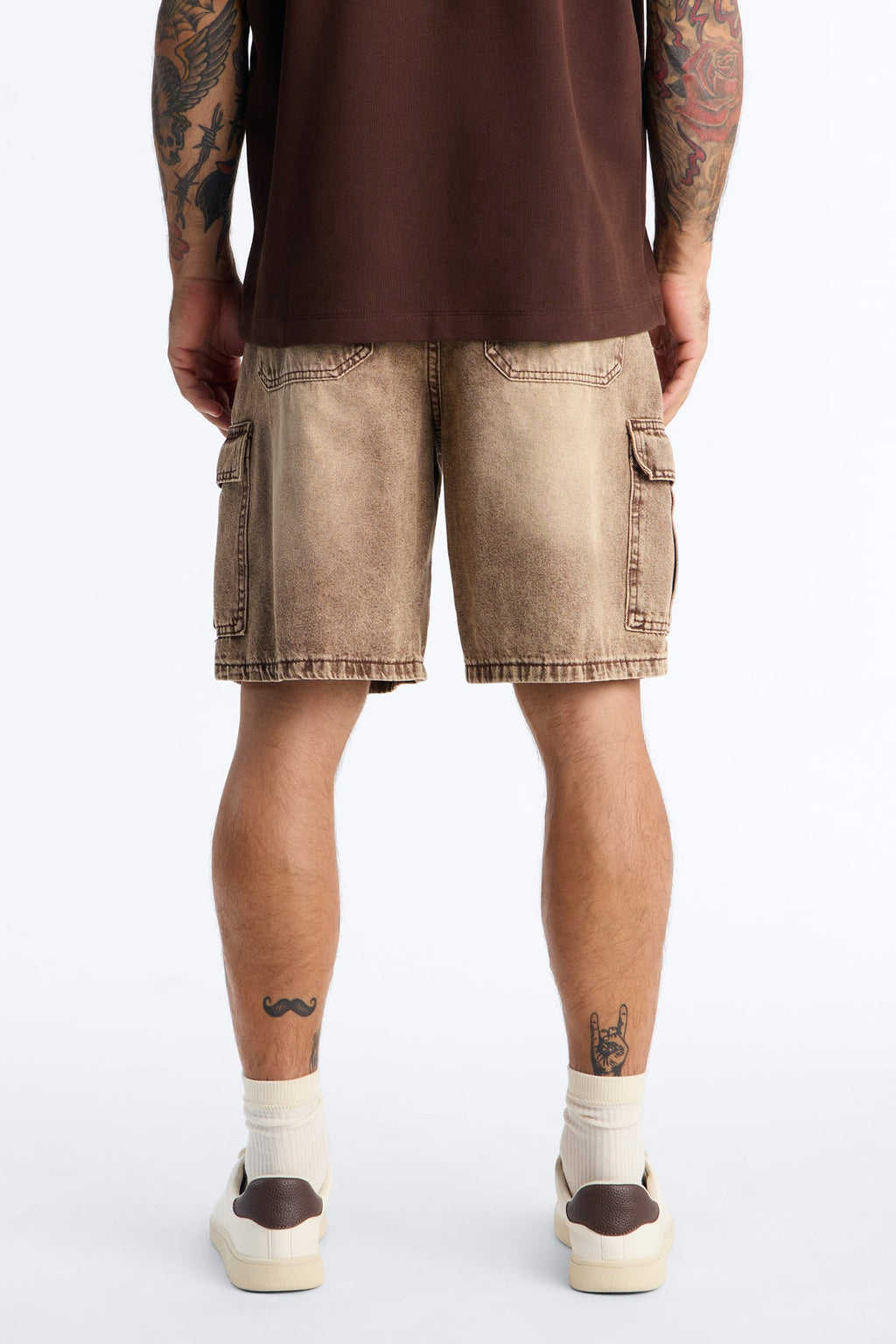 Sandstone Mineral Relaxed Denim Shorts - Washed Brown