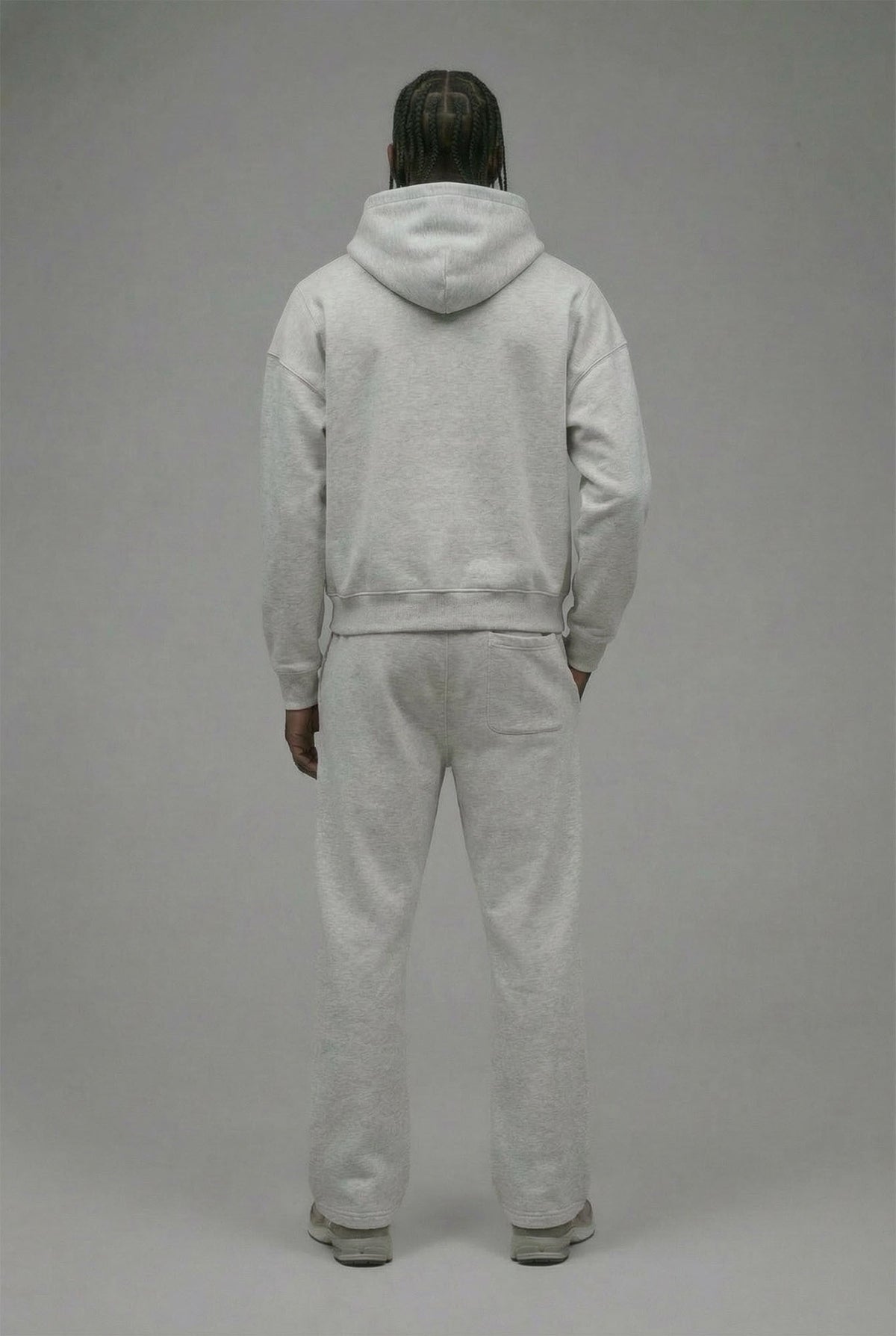 410 Oversized Cropped Zip Hoodie - Heather Grey