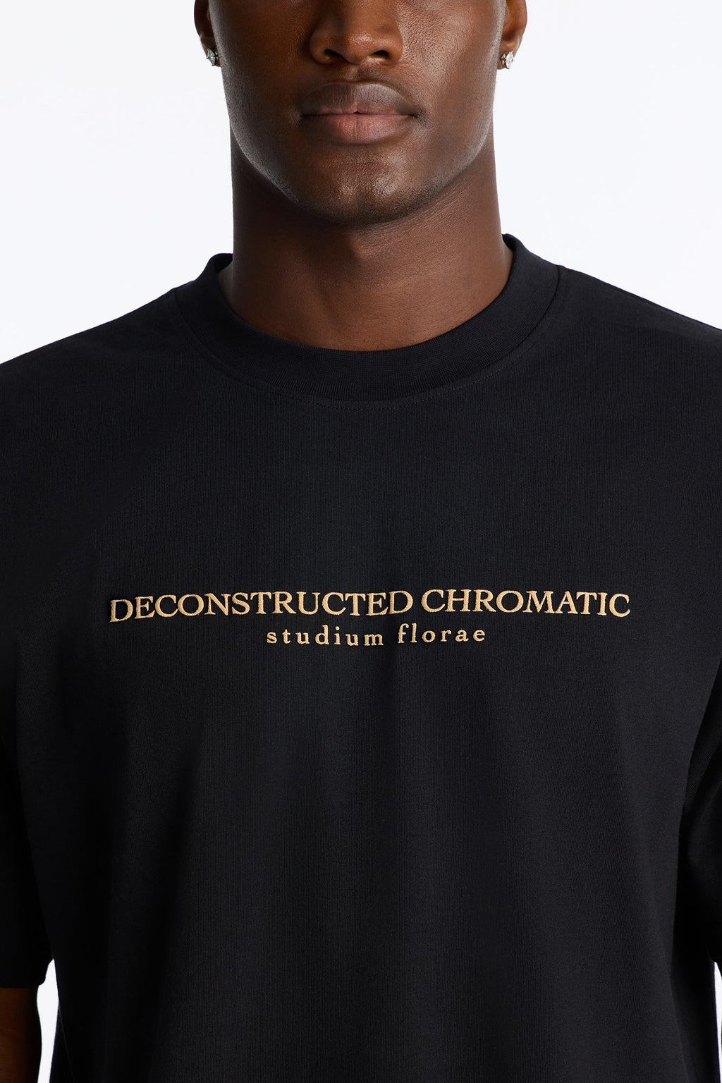 Deconstructed Chromatic Flowers Oversized Short Sleeve Tee - Black