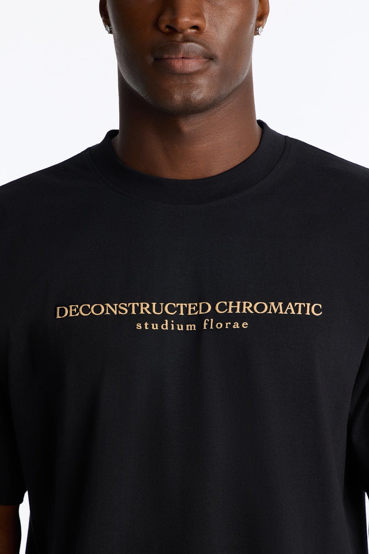Deconstructed Chromatic Flowers Oversized Short Sleeve Tee - Black