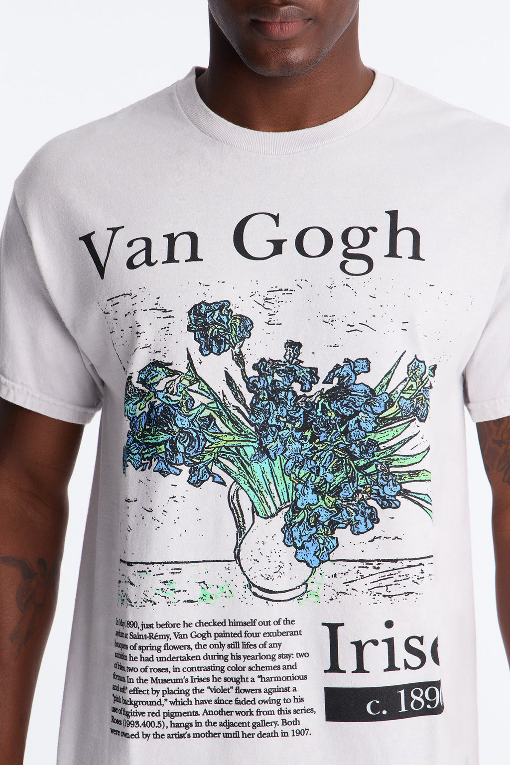 Vincent Van Gogh Irises Short Sleeve Tee - Grey