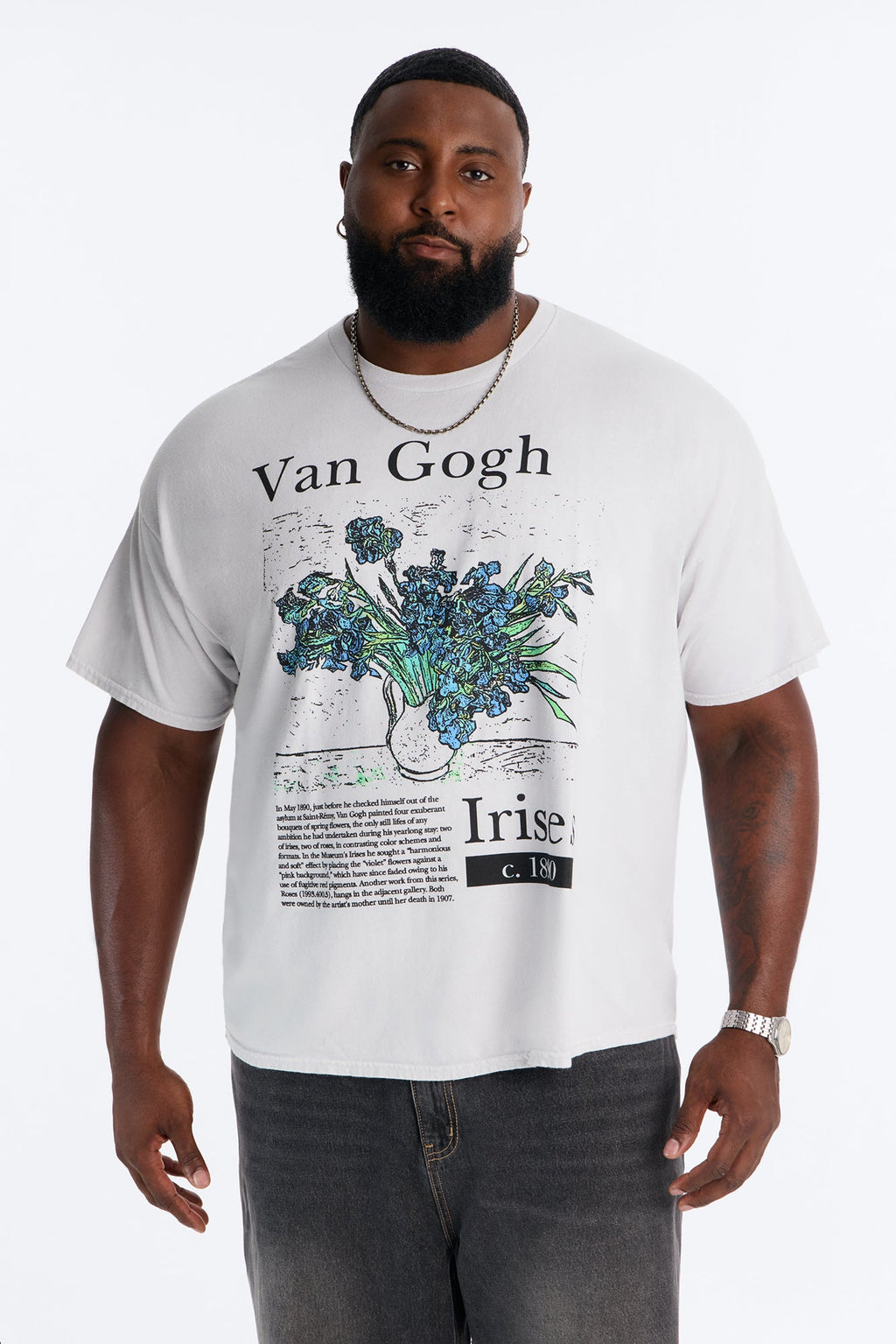 Vincent Van Gogh Irises Short Sleeve Tee - Grey