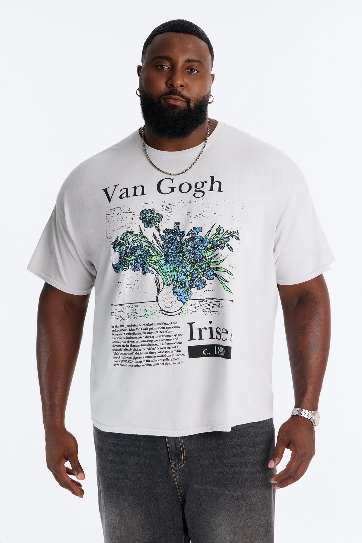 Vincent Van Gogh Irises Short Sleeve Tee - Grey