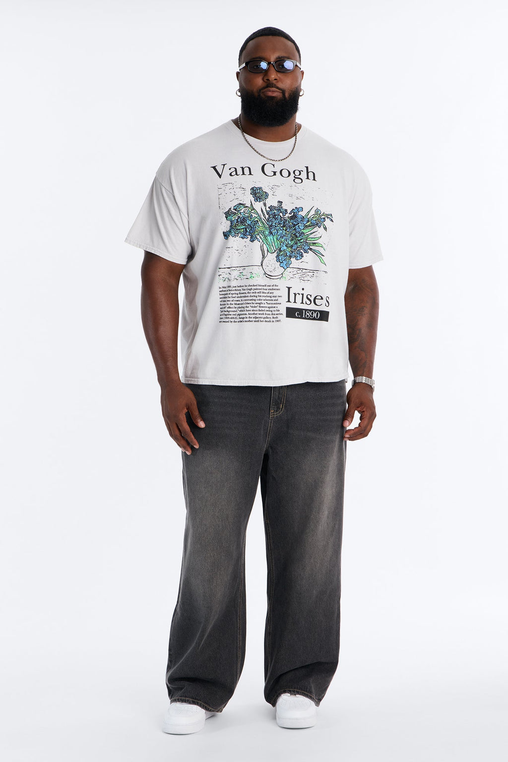 Vincent Van Gogh Irises Short Sleeve Tee - Grey