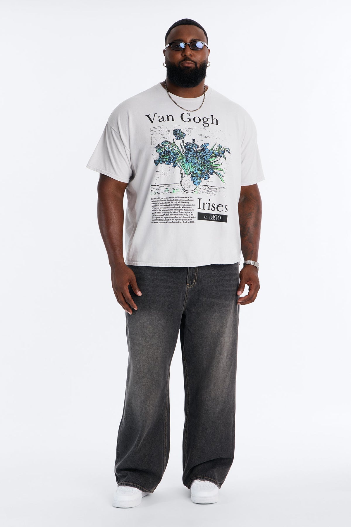 Vincent Van Gogh Irises Short Sleeve Tee - Grey