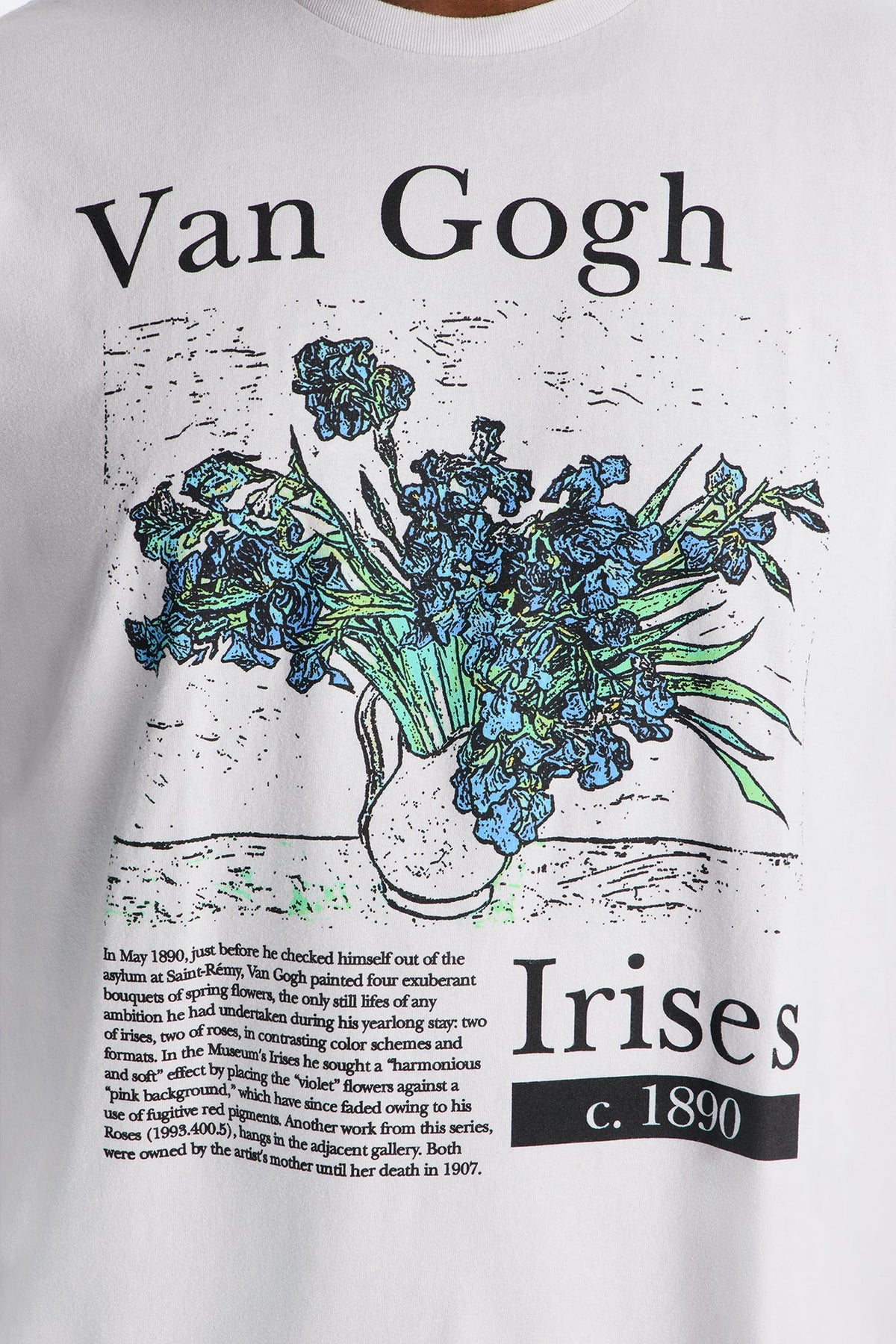 Vincent Van Gogh Irises Short Sleeve Tee - Grey