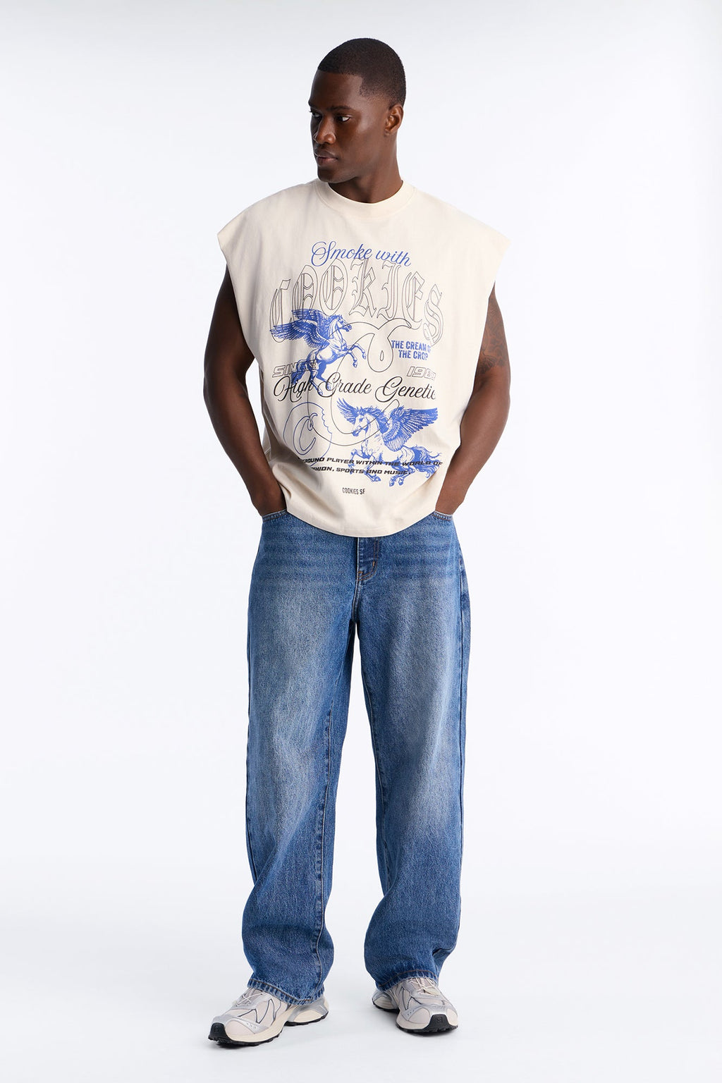 Cookies Half Grade Genetics Oversized Muscle Tee - Cream