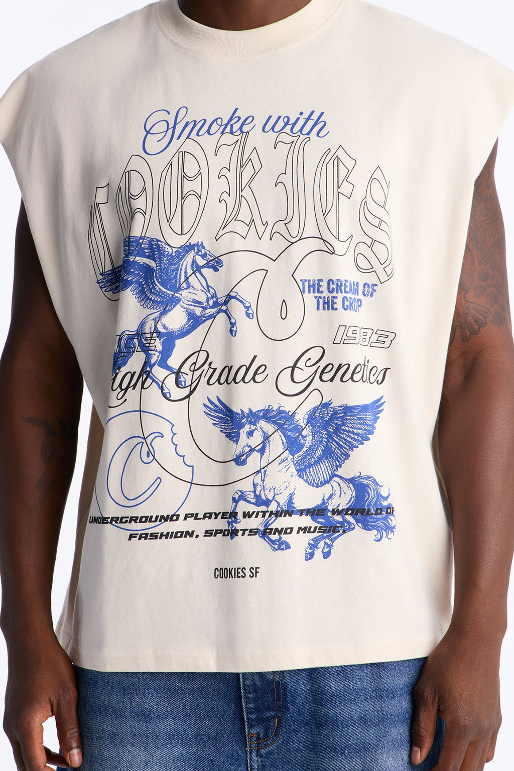 Cookies Half Grade Genetics Oversized Muscle Tee - Cream