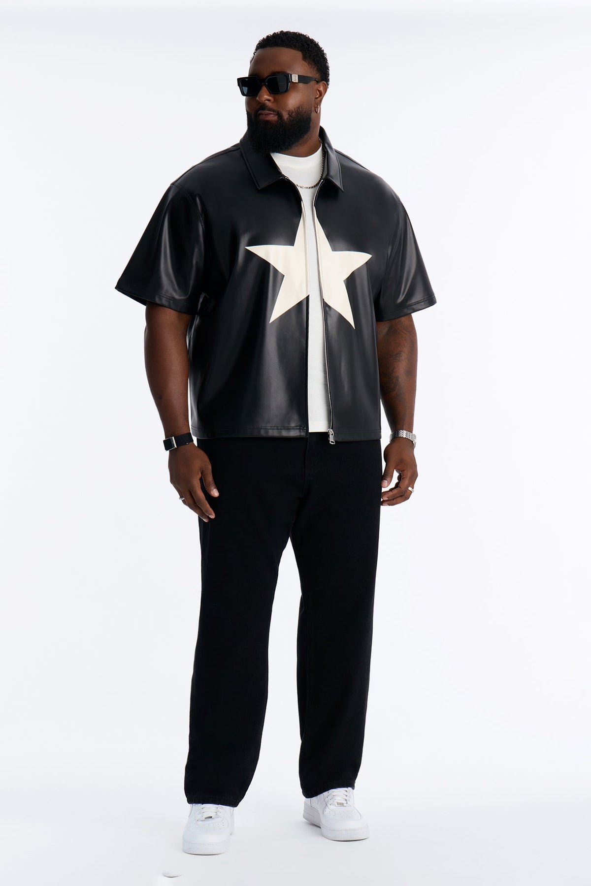 Star Quality Zip Up Shirt - Black/combo