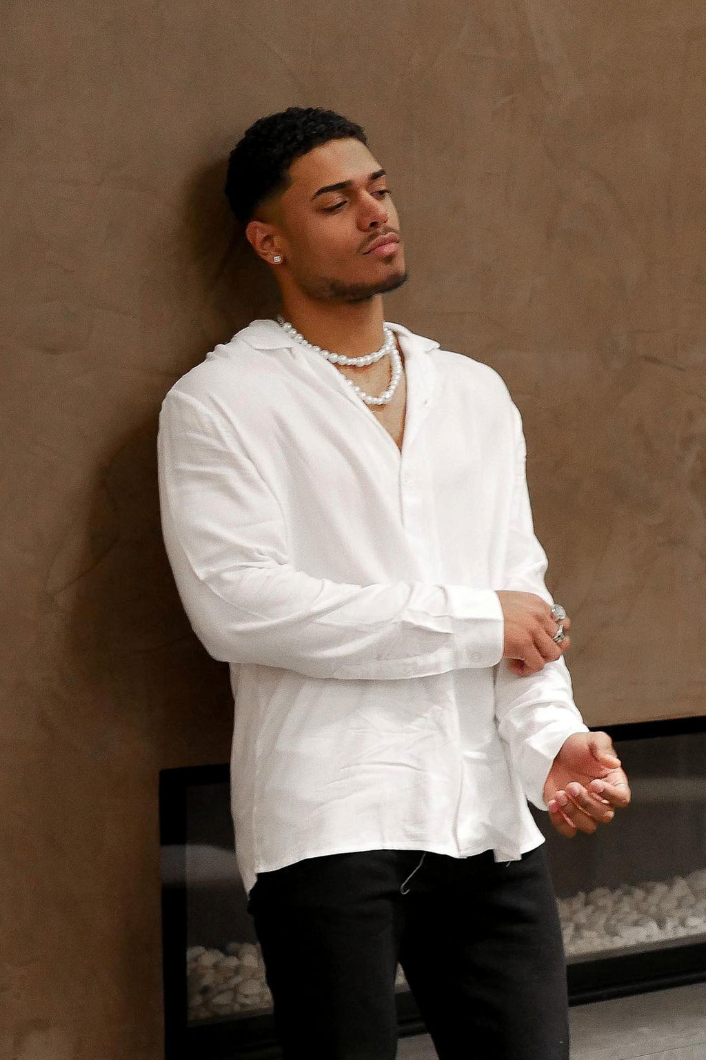 Dawson Relaxed Long Sleeve Button Up Shirt - White