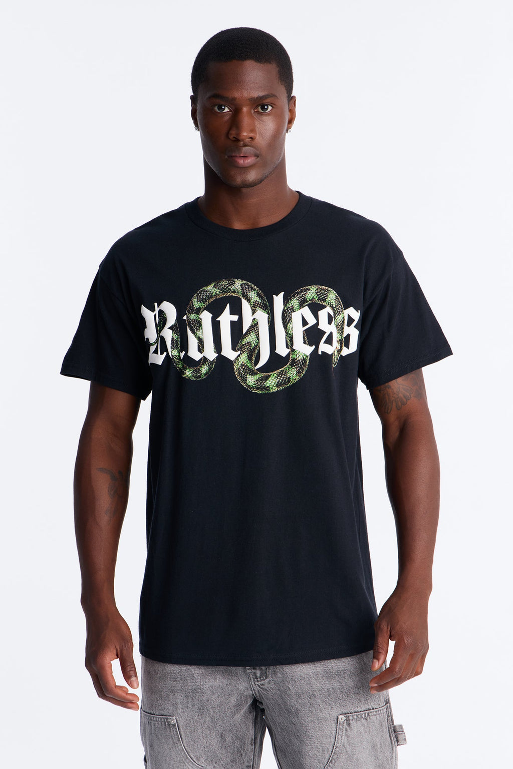 Ruthless Snake Oversized Short Sleeve Tee - Black