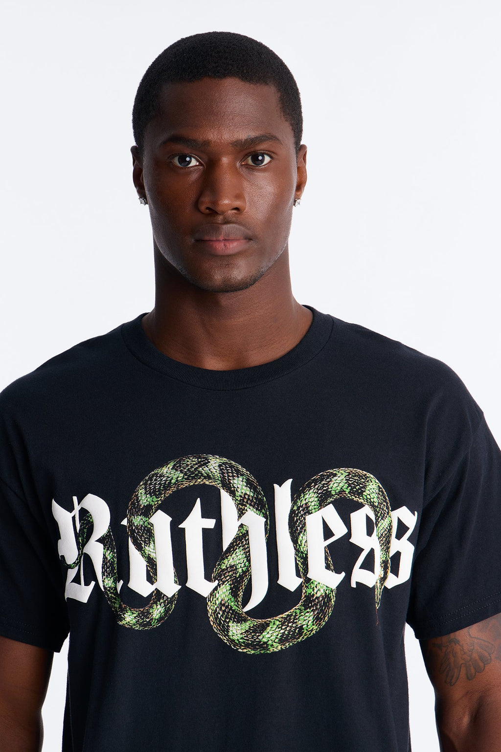 Ruthless Snake Oversized Short Sleeve Tee - Black