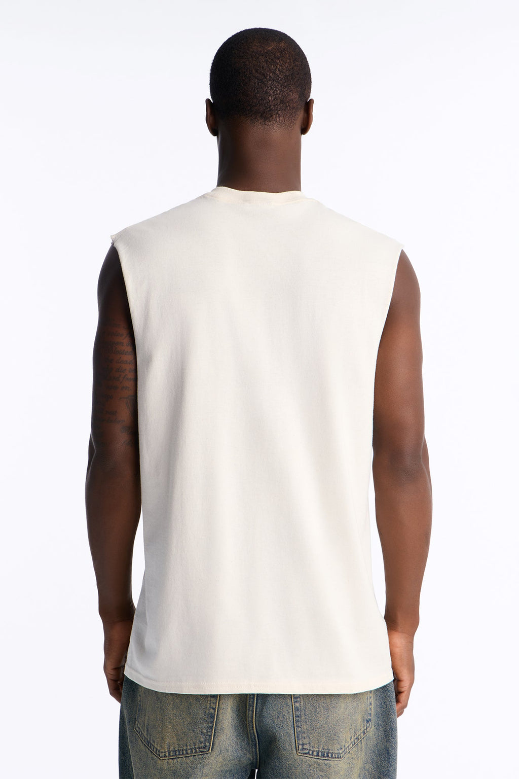 Fearless Tiger Oversized Muscle Tee - Natural