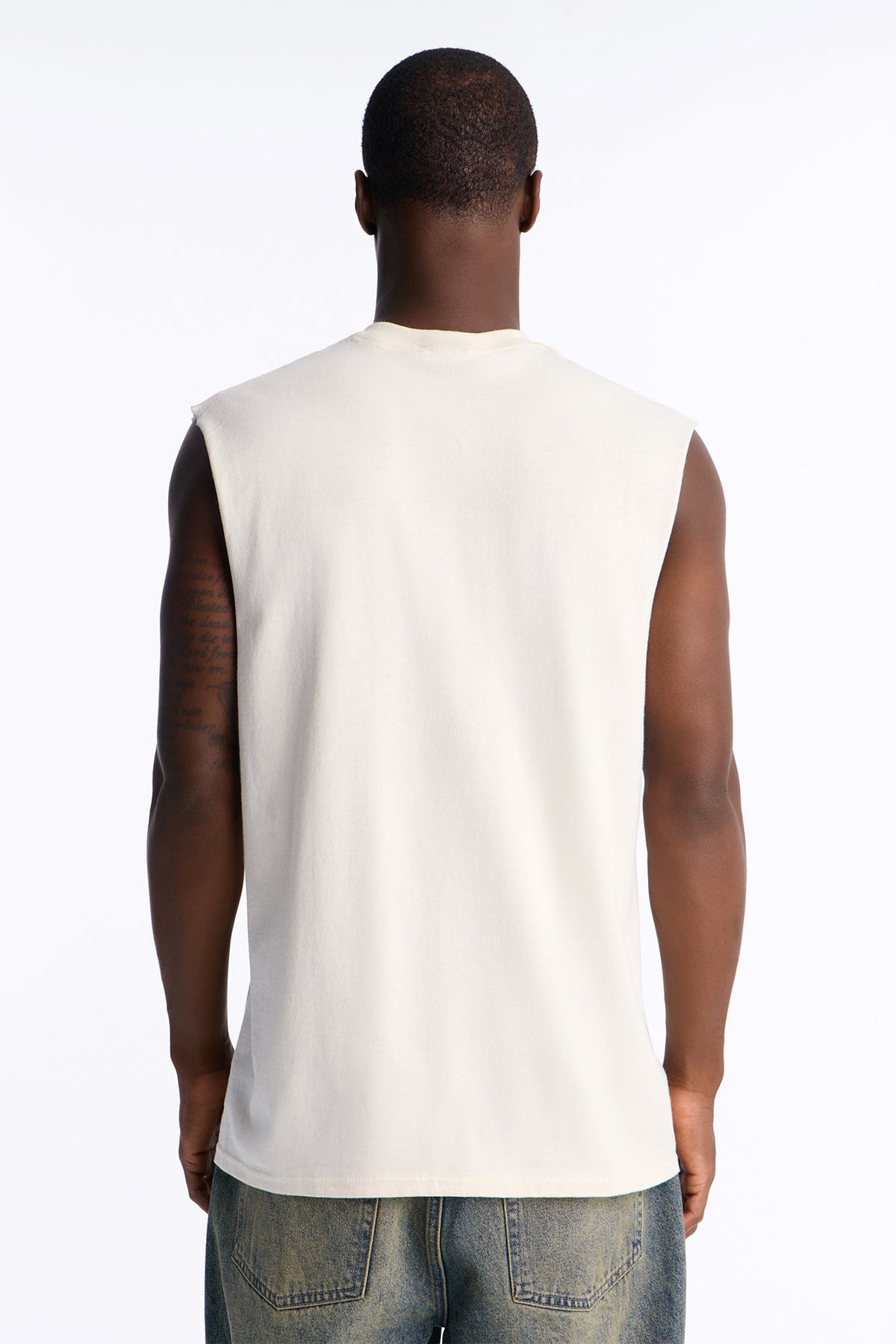 Fearless Tiger Oversized Muscle Tee - Natural