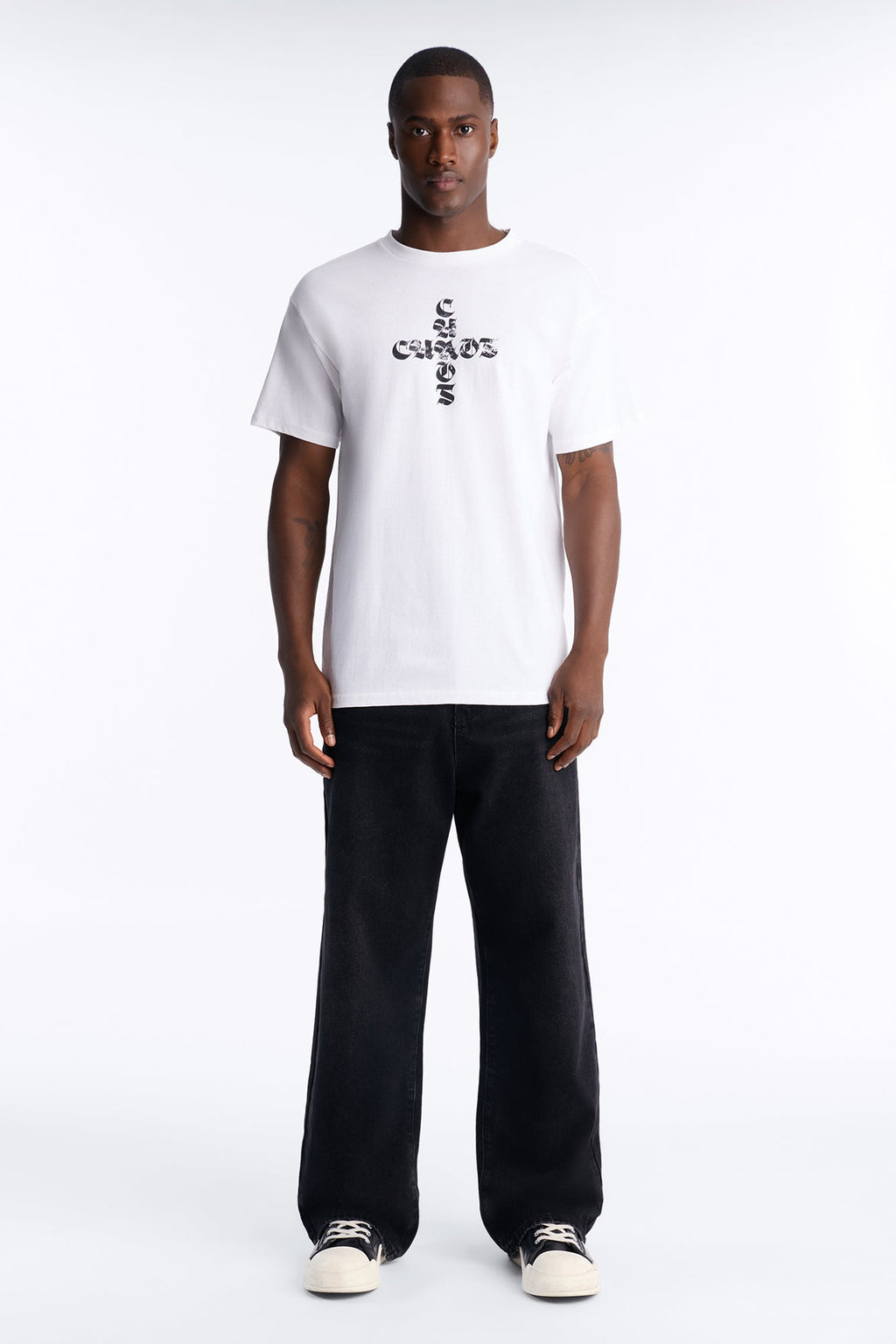Chaos Cross Oversized Short Sleeve Tee - White
