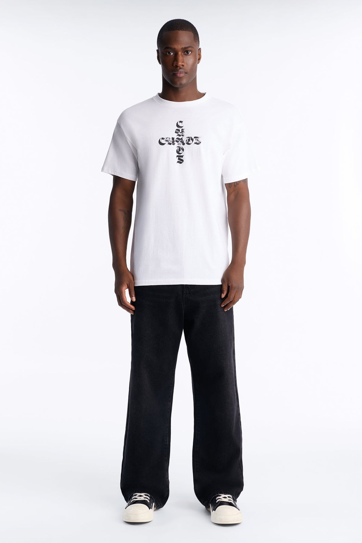 Chaos Cross Oversized Short Sleeve Tee - White