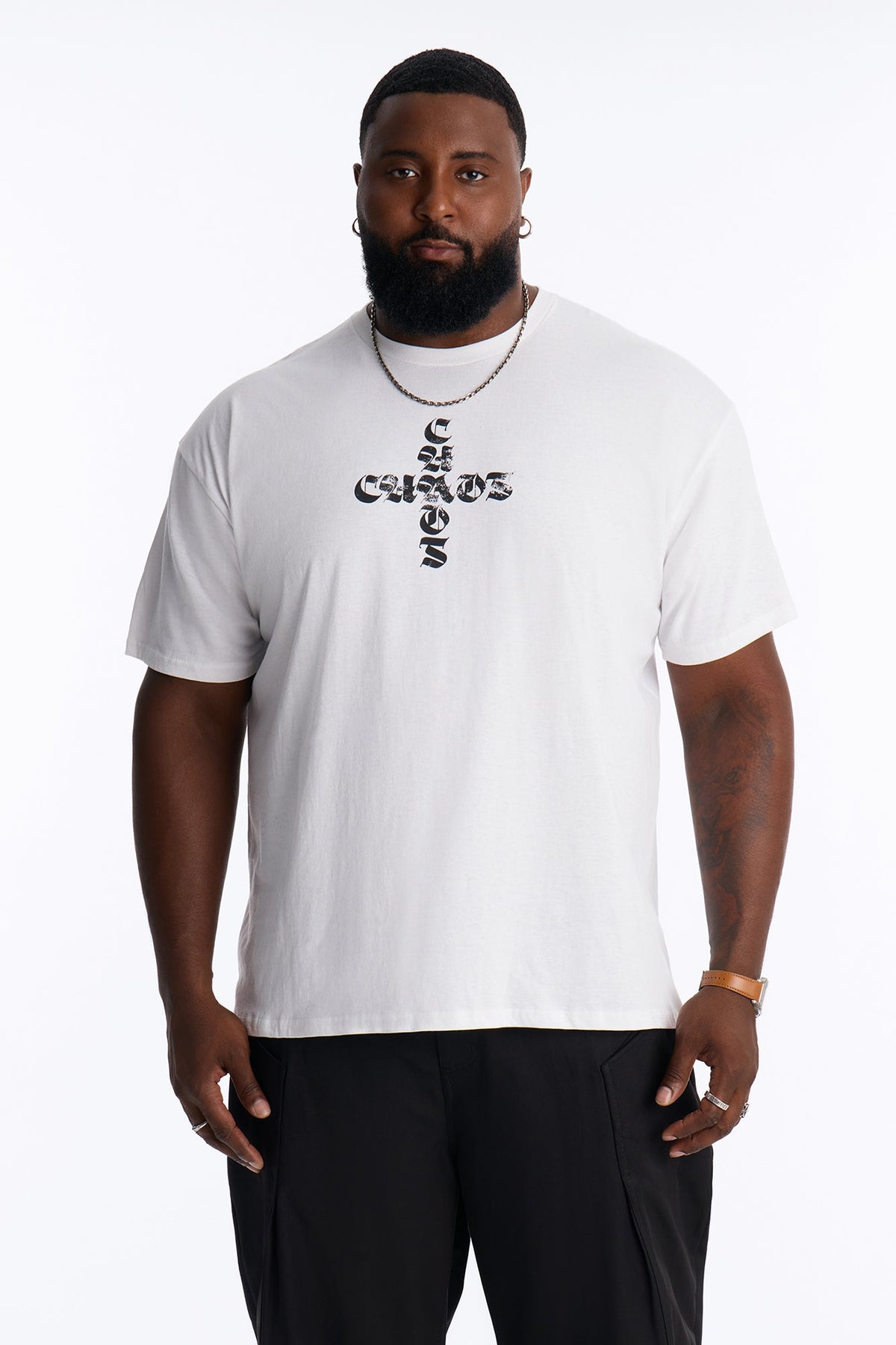 Chaos Cross Oversized Short Sleeve Tee - White