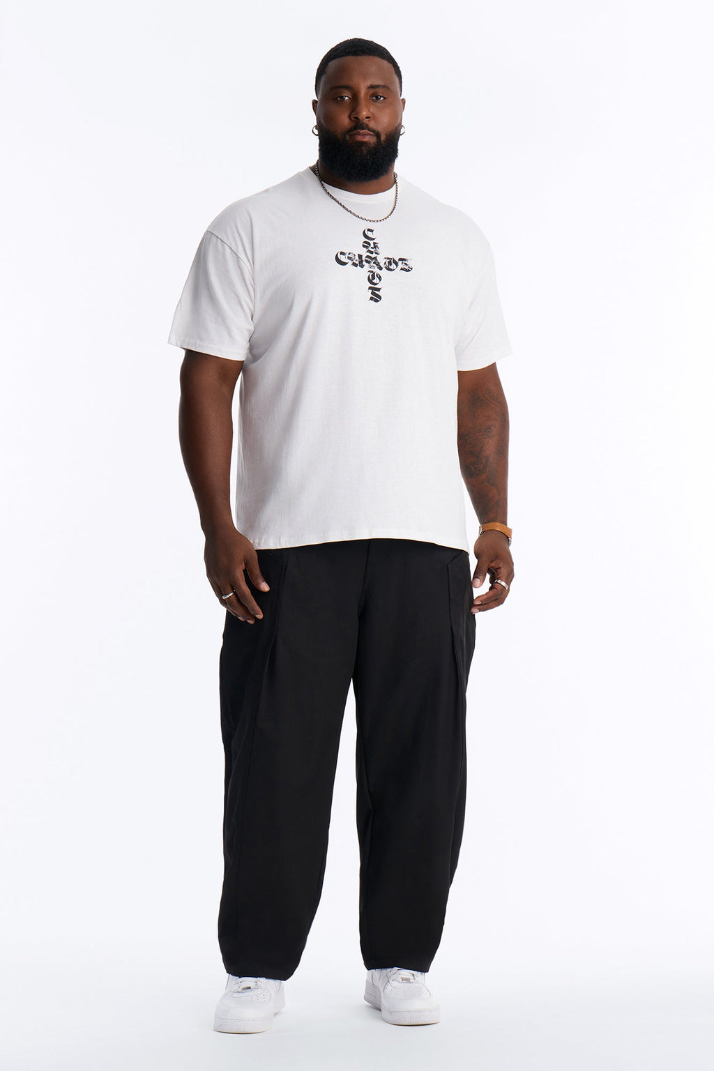 Chaos Cross Oversized Short Sleeve Tee - White