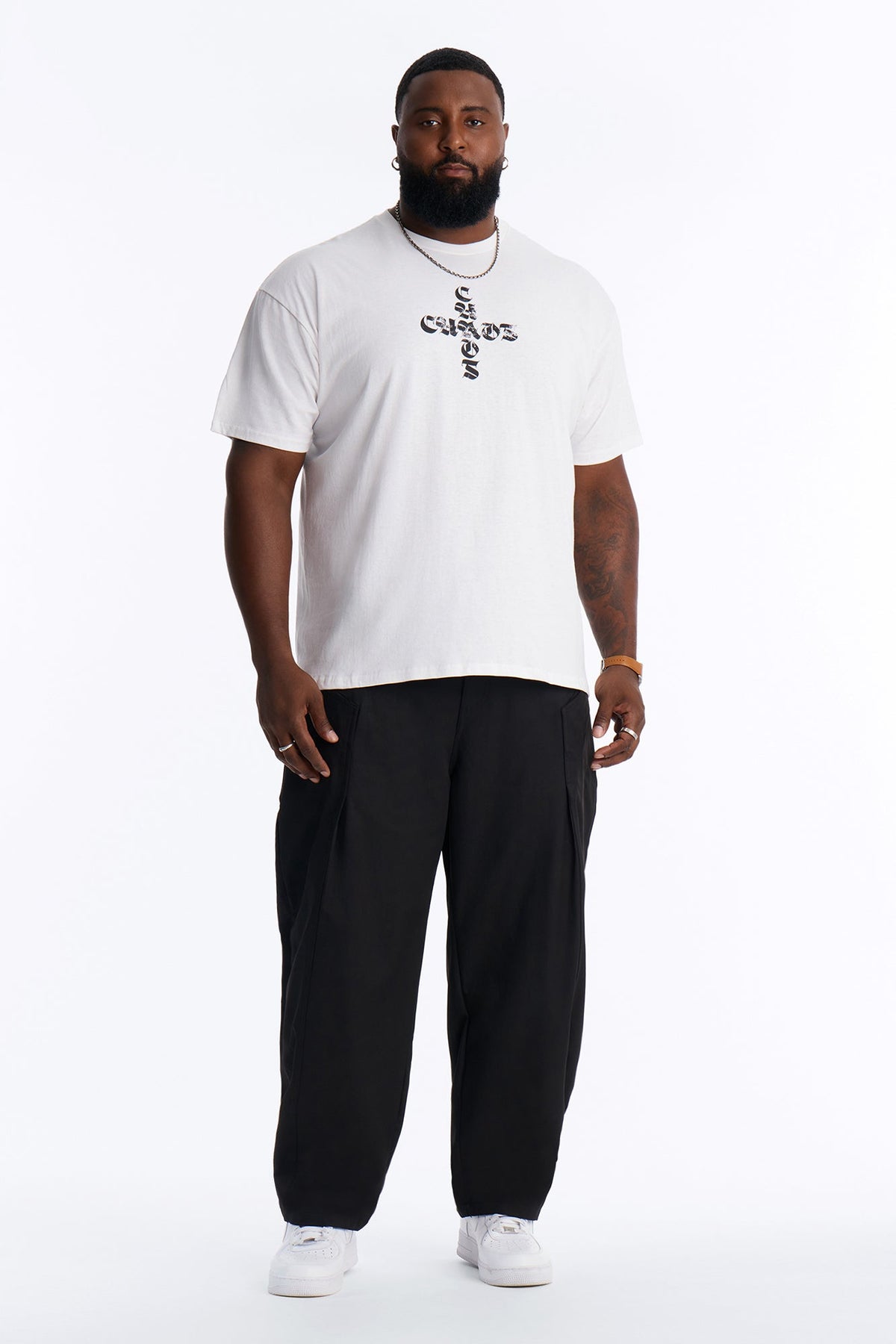 Chaos Cross Oversized Short Sleeve Tee - White